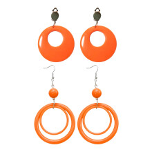 TVSVKWE 2 Pairs of Orange Round Hollow Earrings, Retro Personality, Stainless Steel, Unisex, Casual Wear, Daily & Special Occasions