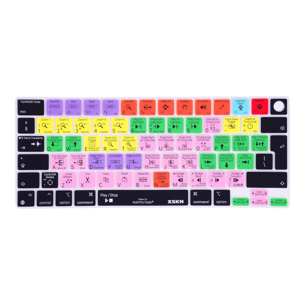 Xskn Avid Pro Tools Shortcut Eu Version Keyboard Cover Skin For 2026-2021 Macbook Pro 14 16 Inch Macbook Air 13 15 Inch With M5/M4/M3/M2/M1 And 762917029306