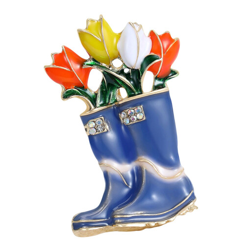 Trendsetzende Tulpen- und Schuhbrosche, einzigartiges-Blau