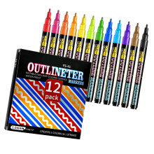 12Pcs Fluorescent Marker Pen Soft Tones Smooth Ink Friendly