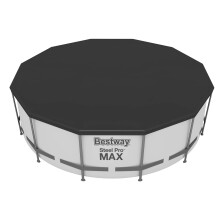 Bestway Flowclear 12 Foot Round Pool Cover with Drain Holes and Drawstring Closure Type for Above Ground Pools and Outdoor Use, Black