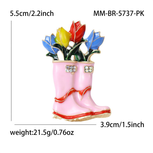 Modische handgefertigte Tulpen-Schuh-Brosche,-Rosa 1