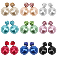 9 Pairs Pearl Earrings, Piercing Pearl Stud Earrings, Bling Rhinestone Polymer Clay Two Sided Ear Ring