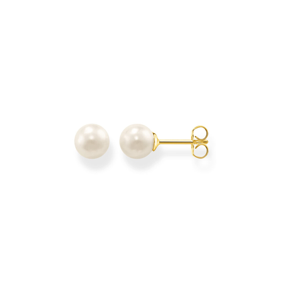 Thomas Sabo Ear Studs Pearl Gold 925 Sterling Silver, 18K Yellow Gold Plating White,Silver,Gold