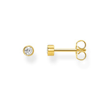 Thomas Sabo single stud earrings white stone gold plated silver H2136-414-14