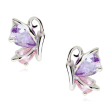 Crystalline Azuria Women Girls 18ct White Gold Plated Pink Purple Violet Zirconia Crystals Butterflies Stud Earrings