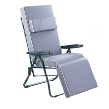 Alfresia Relaxer Garden Chair, Folding Outdoor Garden Chair with Luxury Cushion, Headrest and Footrest, Charcoal Frame