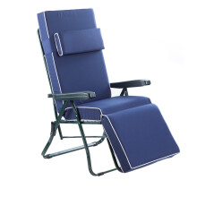 Alfresia Garden Relaxer Chair with Luxury Cushion - Green Frame Adjustable Reclining Outdoor Chair, Foldable Garden Seat, Choice of Colours (Blue)