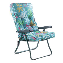 Alfresia Garden Recliner Chair with Classic Cushion - Adjustable Green Frame Reclining Outdoor Chair, Foldable Garden Chair, Choice of Prints