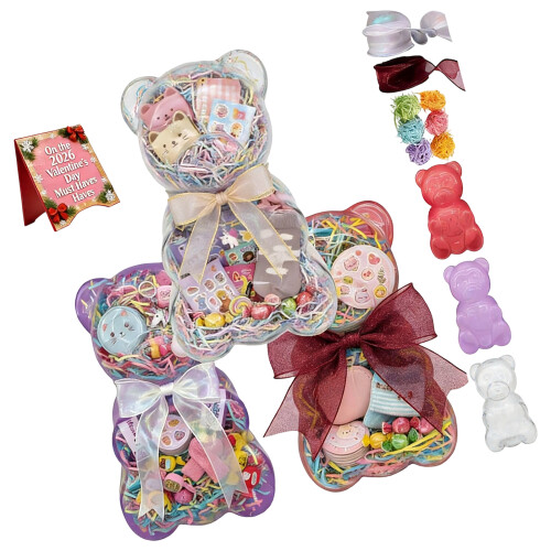 Small Plastic Bear Shaped Container Candy Holder-Mixed colors