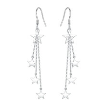 BSLVWG Star Dangle & Drop Earrings - Silver Star Dangling Earrings With Long Chain & Tassel Studs - Women & Girls' Jewelry