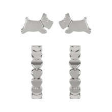 RADLEY Ladies Silver Leaping Dog Huggie Twin Pack Earrings RYJ1213S One Size