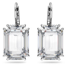 Swarovski Millenia drop earrings, Octagon cut, White, Rhodium plated
