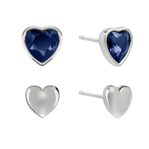 Radley Radley Silver Plated Blue Heart Stone Set Twin Pack Stud Earrings