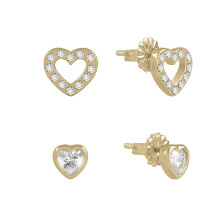 Radley Womens 18ct Gold Plated Sterling Silver Stone Set Heart Twin Pack Stud Earrings