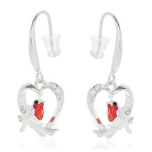 Robins Appear Heart Silver Plated Earrings 349646