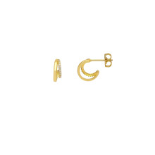 Estella Bartlett Gold Plated Double Illusion CZ Hoop Earrings ? Cubic Zirconia Huggie Style Hoops for Women, Dainty Sparkling Everyday Jewellery, Gift