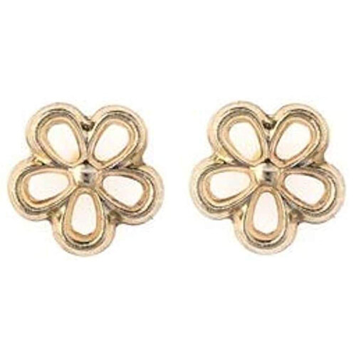 9ct gold pierced daisy flower stud earrings. Gift box