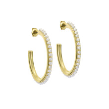 Ted Baker Peraa Medium Pearl Hoop Earrings for Women (Gold/Pearl)