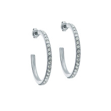 Ted Baker Clanci Medium Crystal Hoop Earrings for Women (Silver/Crystal)