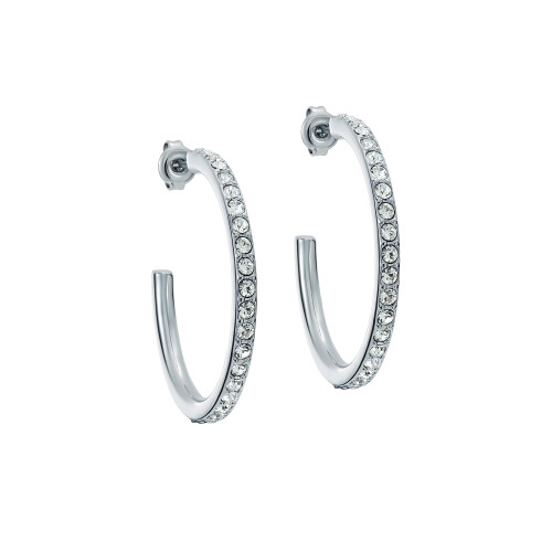 Ted Baker Ted Baker Clanci Medium Crystal Hoop Earrings for Women (Silver/Crystal)