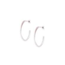 Karen Millen Textured Twist Hoop Earrings for Women (Silver)