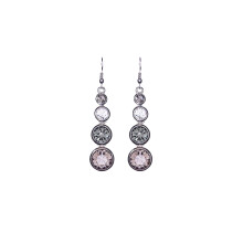 Karen Millen Crystal Teardrop Earrings For Women (Silver/Black Multi Crystal)