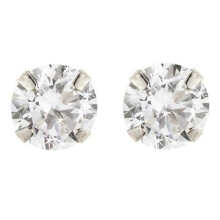 9ct white gold 5mm round CZ crystal stud earrings. Gift box