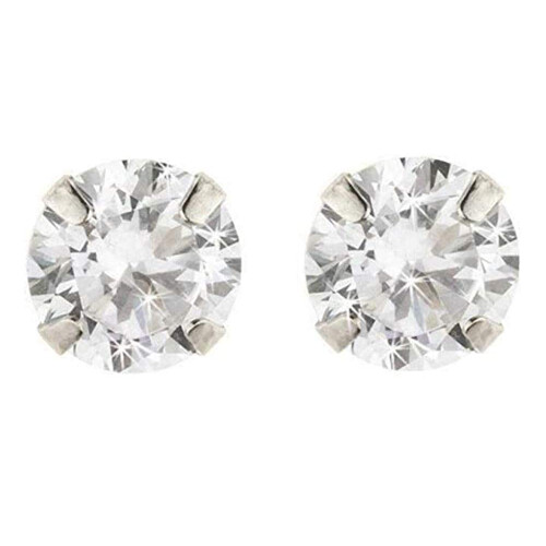 9ct white gold 5mm round CZ crystal stud earrings. Gift box