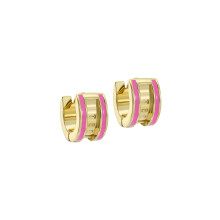 Ted Baker Rolo Classic Colour Enamel Roll Huggie Earrings for Women (Gold/Hot Pink)