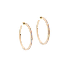 Karen Millen Large Crystal Hoop Earrings For Women (Gold/Clear Crystal)