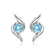 Miore stud earrings in 9 kt 375 white gold with sky blue topaz