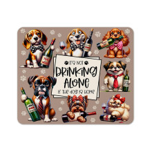 Funny Animals Fabric Mouse Pad 5mm Rectangle ? Sarcastic Gift for Desk, Office & Home, 196?235 mm (Drinking alone Dogs Wine)
