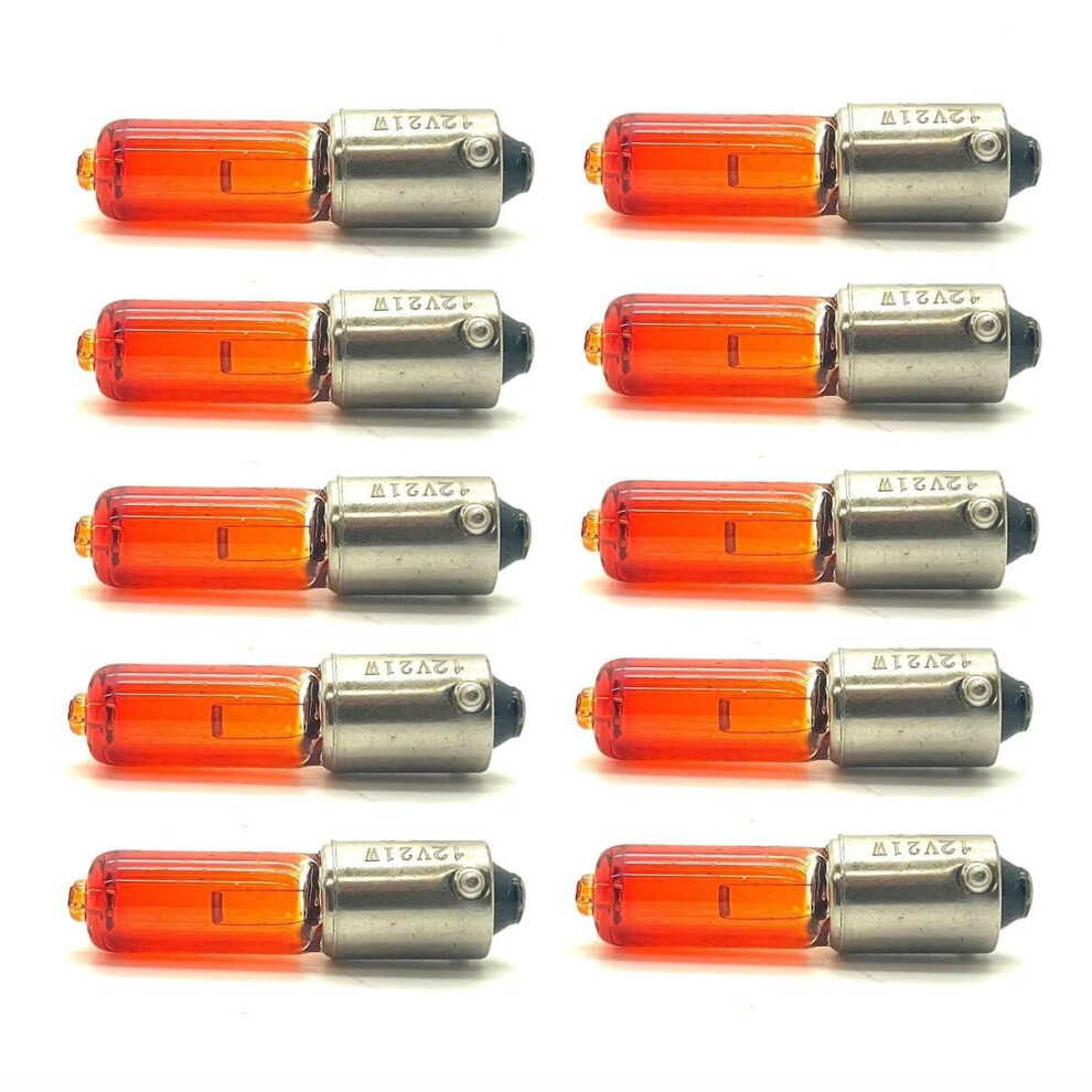 Litesync Hlg-Hy21w-Ax10 Halogen Bulbs 10 X 12V Bax9s 927 21W Indicator Superior Illumination Highly Efficient Amber/Orange/Yellow 5061022182360