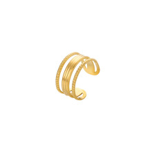 (J482-1) Leaf Heart Open Ring: Luxury Stainless Steel Hand Accessory