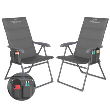 Meown Zero Gravity Lounger Chairs, Set of 2, Adjustable 5-Position Reclining & Folding Sunloungers with Padded Backrest, Side Pocket, Portable & Easy