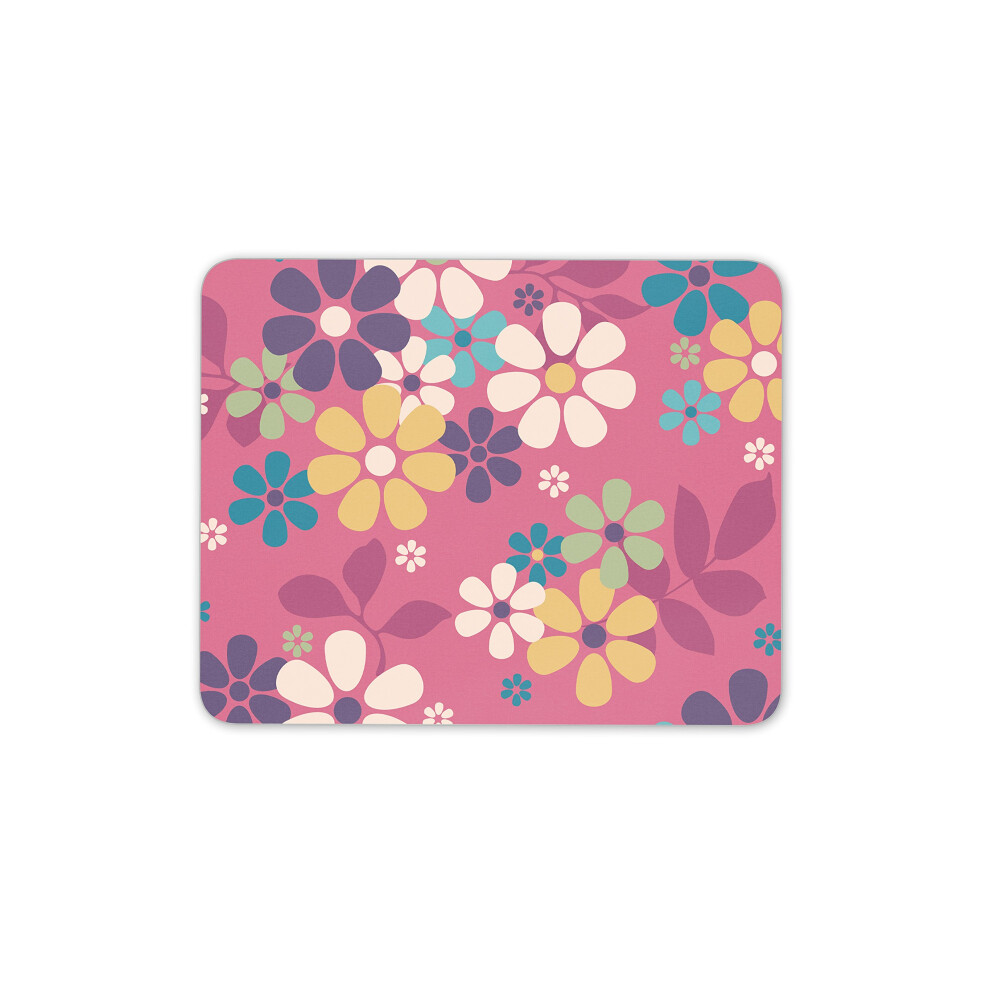 Destination Vinyl Ltd Flowery Print Mouse Mat Pad - Flower Surf Girls Hippy Computer #13092 Pink 7625903012207
