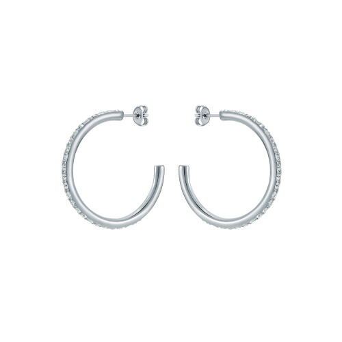 Ted Baker Ted Baker Clanci Medium Crystal Hoop Earrings for Women (Silver/Crystal) 1