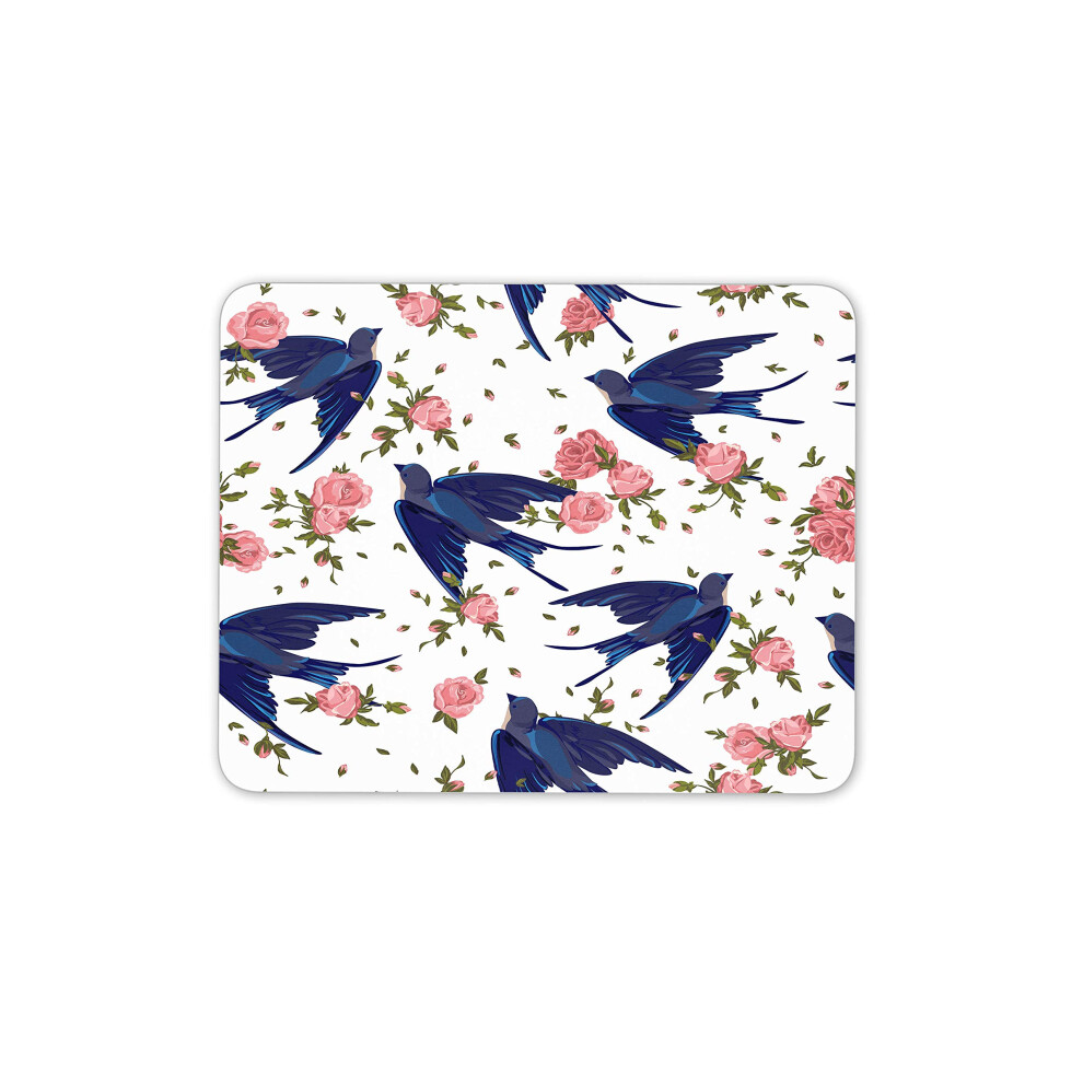 Destination Vinyl Ltd Pretty Swallow Birds Mouse Mat Pad - Rose Flowers Mum Girls Computer #15764 7625830606289
