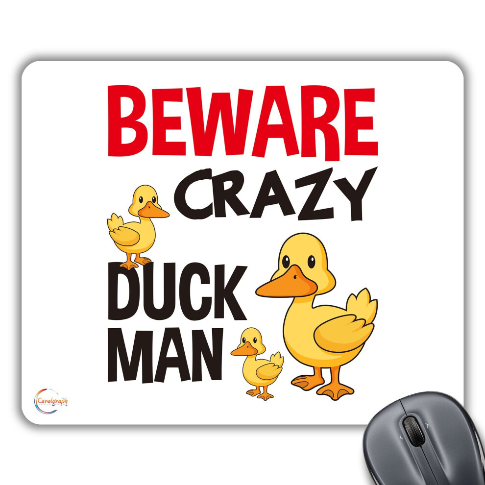 Coralgraph Inc Cp575 Beware Crazy Duck Man Novelty Gift Printed Pc Laptop Computer Mouse Mat Pad 7625734511306