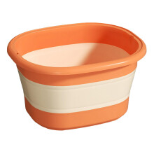 Collapsible Pool Foot Bath Basin with Massage Acupoints for Above Ground Swimming Pools, Portable Orange Soaking Tub