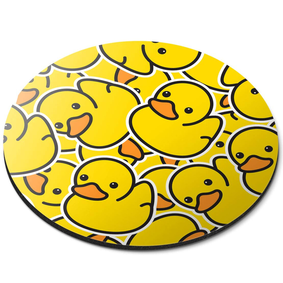 Destination Vinyl Ltd Rubber Ducks Duckling - Flexible Round 5Mm Rubber Mouse Mat Pad Office Home Novelty Printed Desk Accessory 2078 Yellow 7626000554317