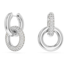 Swarovski Dextera Hoop Earrings, White Pav? Crystals in a Rhodium Plated Setting Interlocked with a Rhodium Plated Ring, from the Dextera Collection