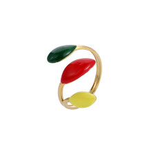 (Gold + Color) Adjustable Leaf Ring, Stainless Steel
