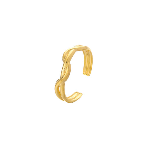 (J463-1) Leaf Heart Open Ring: Luxury Stainless Steel Hand Accessory