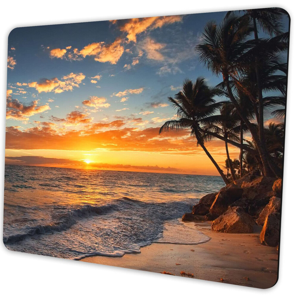 Jimowang Sunset Beach With Tropical Ocean Landscape Gaming Mouse Pad Smooth Surface Mousepad Rubber Mouse Pads 9.5 X 7.9 Inch 6911564951650