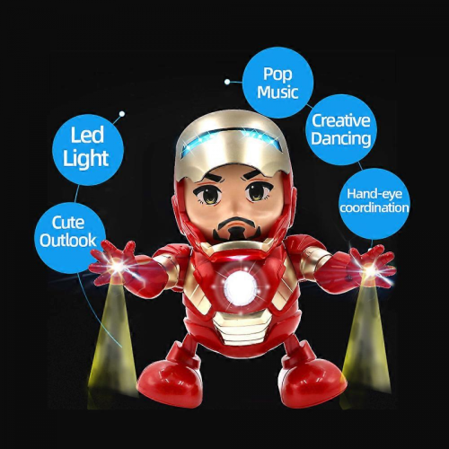 Dancing LED Robot Toy 19cm Red &amp; Gold Singing Electronic Gift 2