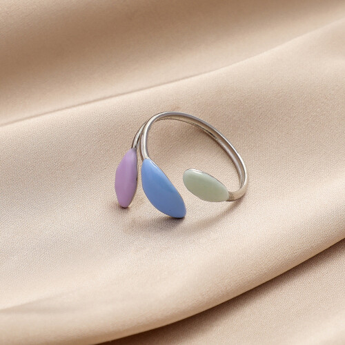 (Gold + Color) Adjustable Leaf Ring, Stainless Steel 2