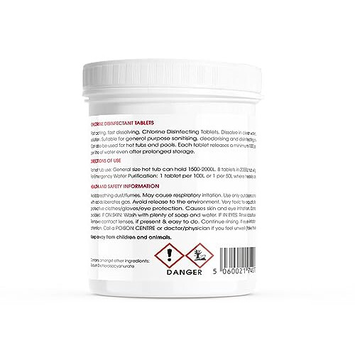 Problem Solved - Chlorine Disinfectant Tablets | For Hot Tubs, Spas and Pools | 200 Tablets 640g, White 1