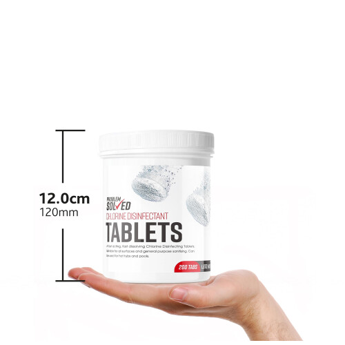 Problem Solved - Chlorine Disinfectant Tablets | For Hot Tubs, Spas and Pools | 200 Tablets 640g, White 2